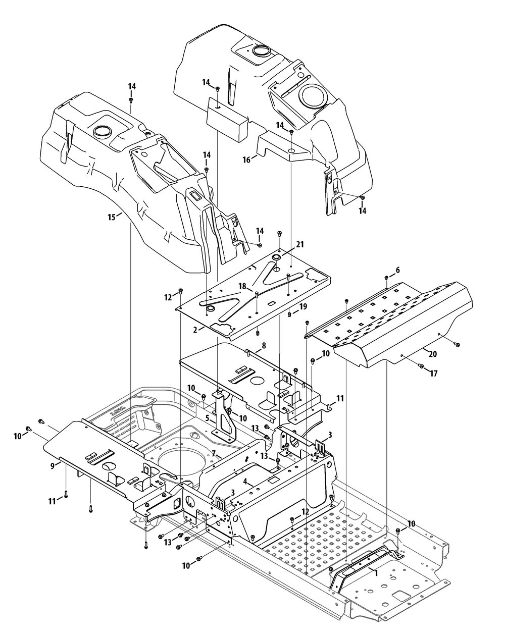 Operators Platform Diagram and Parts List for Z-FORCELZ54 (17BIDAGC-17BIDAGC010)(2015) Cub Cadet Lawn Tractor